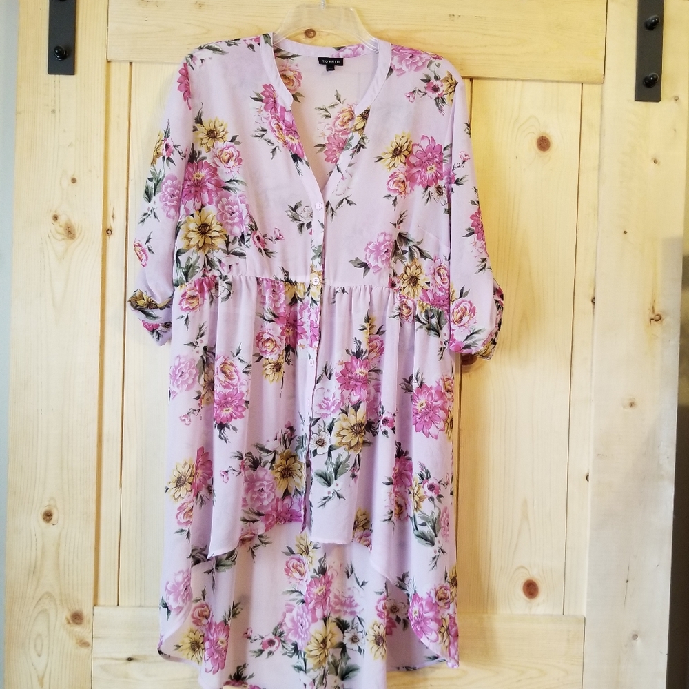 Torrid Lexie Floral Chiffon Hi-lo Babydoll Top